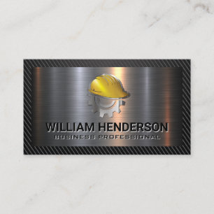 Helmet Gear Construction Logo   Metallic Business Card