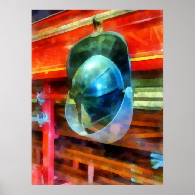 Helmet Hanging on Fire Truck Poster (Front)
