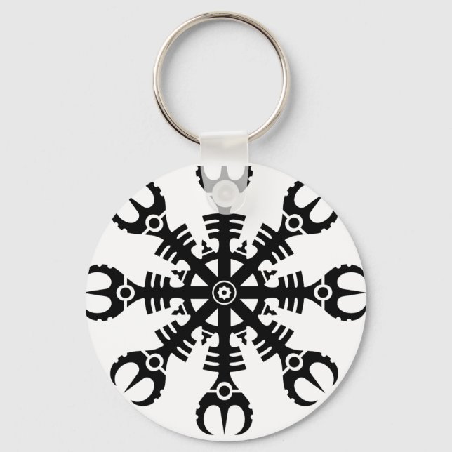 Helmet of awe - Aegishjalmur No.2 (black) Key Ring (Front)
