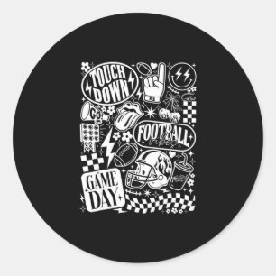 Helmet Touchdown American Footll Game Day Thanksgi Classic Round Sticker