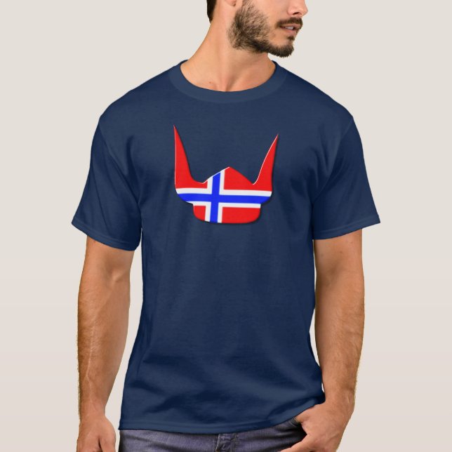 Helmet Viking Flag Norway Design T-Shirt (Front)