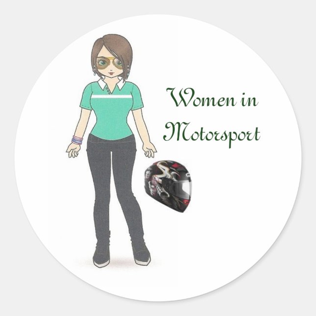 Helmet, Women in Motorsport Classic Round Sticker (Front)