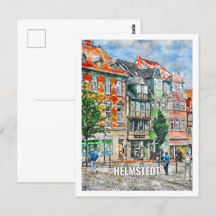 Helmstedt Germany Famous Travel Place Watercolor Postcard