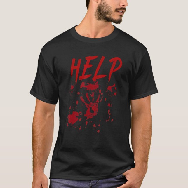 Help Bloody Handprint Halloween Costume Matching M T-Shirt (Front)