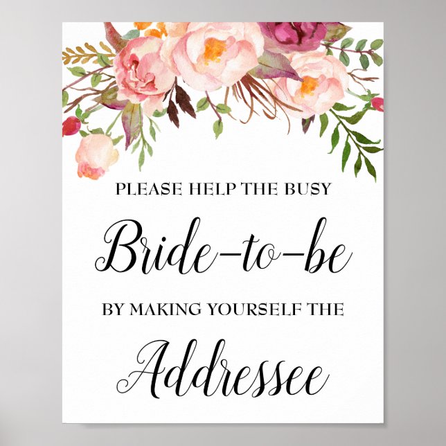 Help Bride-to-be by making Yourself Addressee Sign (Front)