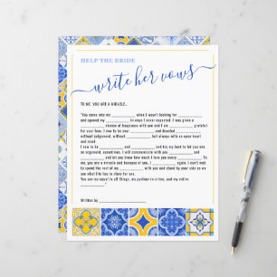 Help Bride Write Vows Blue Tiles Game