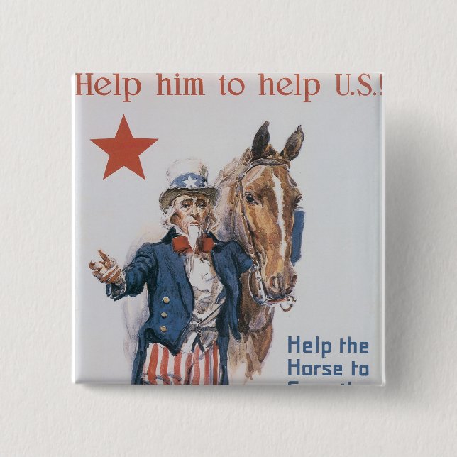 Help Him to Help U.S.! 15 Cm Square Badge (Front)