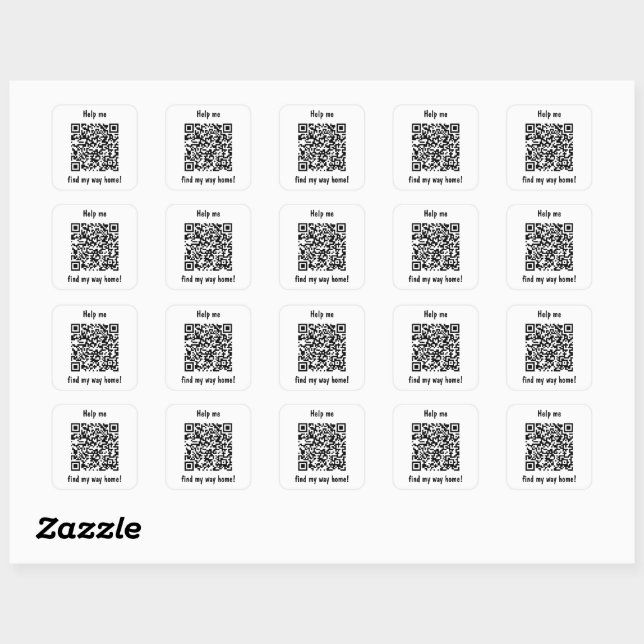 Help Me Find My Way Home QR Code Square Sticker (Sheet)