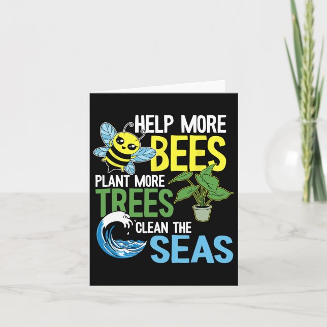Help More Bees Plant More Trees Clean The Seas Ear Card (Front)
