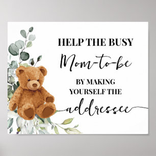 Help Mum Make Yourself Addressee Bear Shower Poster