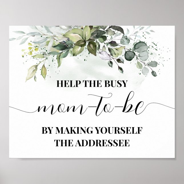 Help Mum Make Yourself Addressee Greenery Shower Poster (Front)