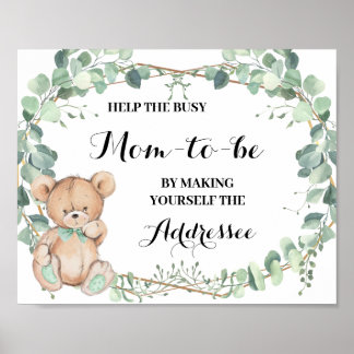 Help Mum to be make yourself addressee Bear Shower Poster