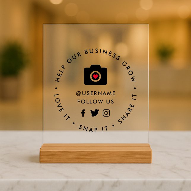 Help our Business Grow | Social Medial Followers Acrylic Sign (Creator Uploaded)