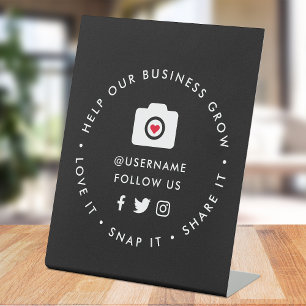 Help our Business Grow   Social Medial Followers Pedestal Sign