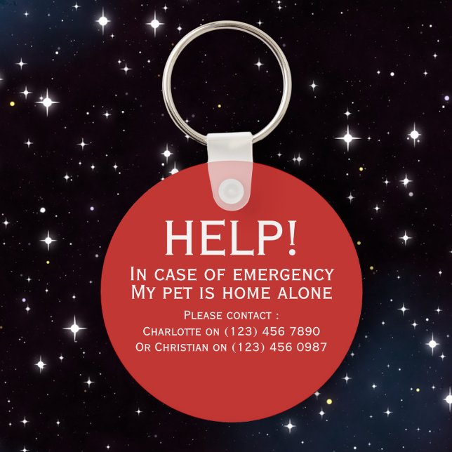 Help pet home alone emergency contact personalised key ring (Creator Uploaded)