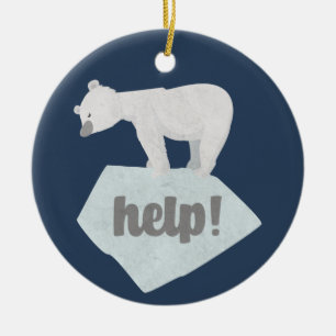 Help the Polar Bear Ceramic Ornament
