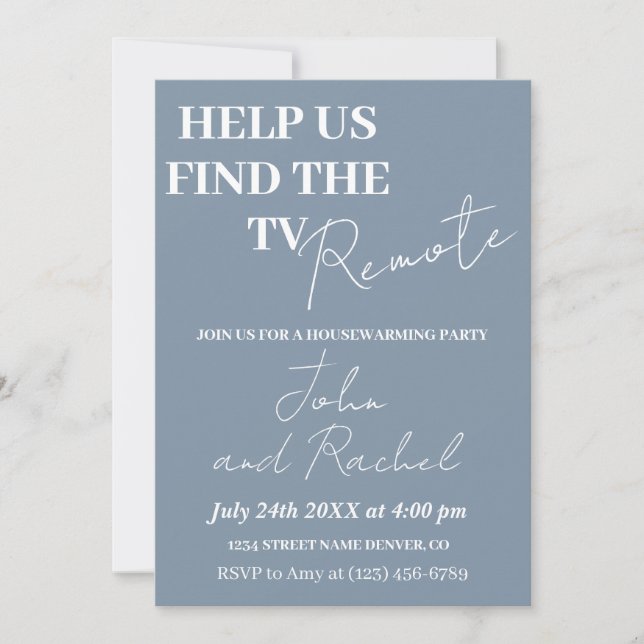 Help us find the TV remote fun housewarming party  Invitation (Front)