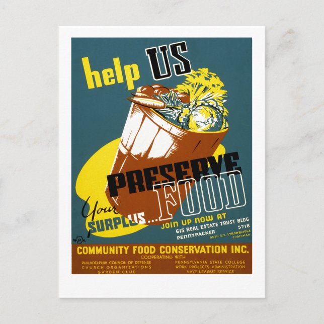 Help Us Preserve Food Postcard (Front)