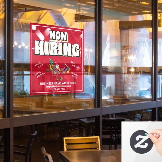 Help Wanted Hiring Now Christmas Holidays Custom  (Restaurant Window)
