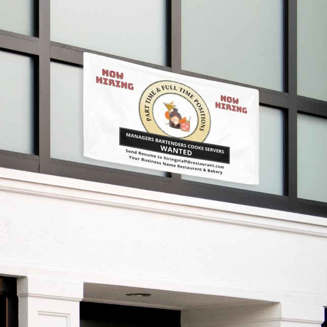 Help Wanted Jobs Now Hiring Personalise  Banner (Outside Building)