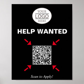 Help Wanted QR Code Signage for Business Poster