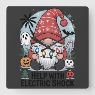 Help With Electric Shock – Funny Christmas Square Wall Clock
