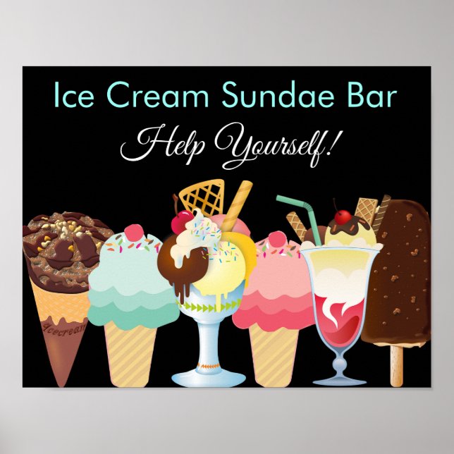 Help Yourself Ice Cream Sundae Bar Poster (Front)