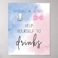 Help yourself to drinks gender reveal sign