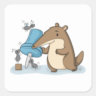 Helpful Anteater Funny Office Chair Illustration Square Sticker