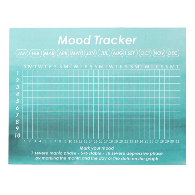 Helpful Mood Tracker For Bipolar Disorder Symptoms Notepad (Front)