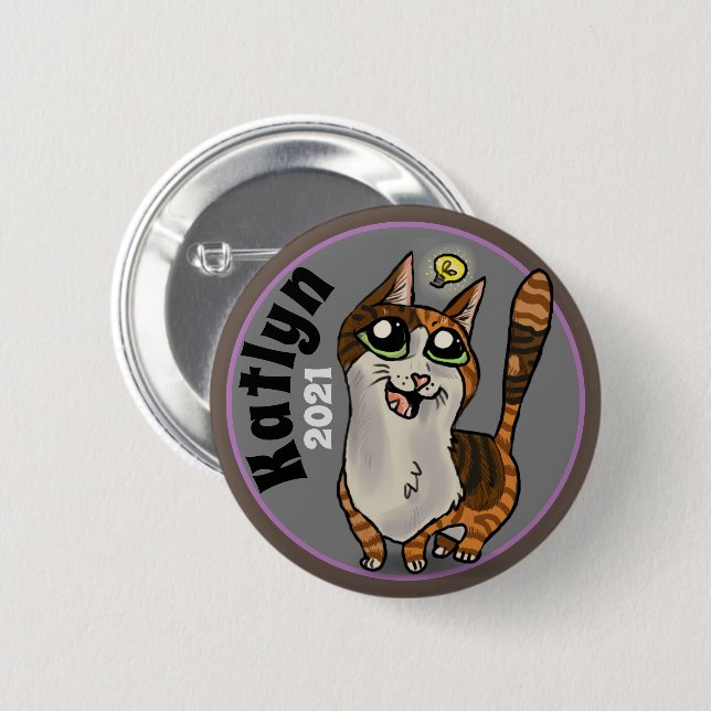 Helpful Study Cat Custom 6 Cm Round Badge (Front & Back)