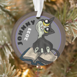 Helpful Study Cat Custom Ornament
