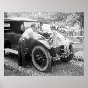 Helping Dad, 1923. Vintage Photo Poster