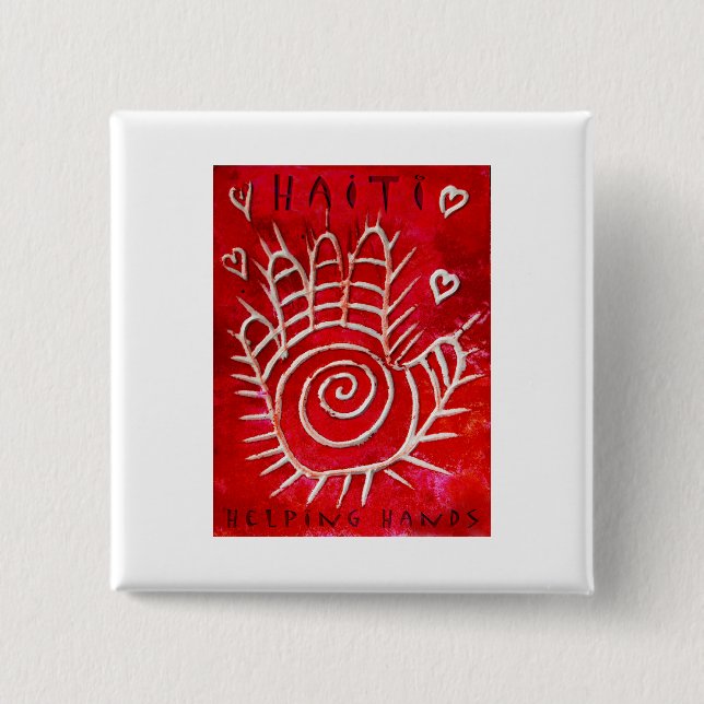Helping Hands For Haiti 15 Cm Square Badge (Front)