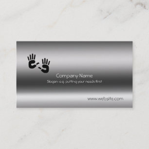 Helping Hands on brushed steel-effect Business Card
