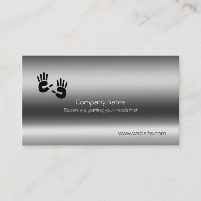 Helping Hands on brushed steel-effect Business Card (Front)