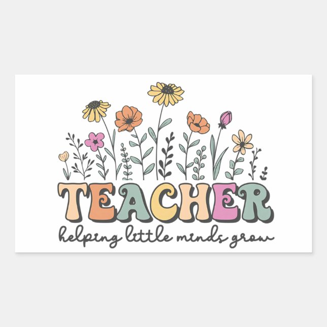 Helping Little Minds Grow – A Floral Tribute Rectangular Sticker (Front)