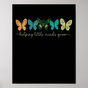 Helping Little Minds Grow Butterfly Retro Teacher Poster
