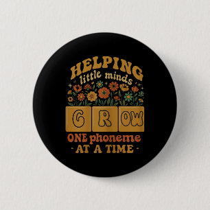 Helping Little Minds Grow Reading Dyslexia Phonics 6 Cm Round Badge
