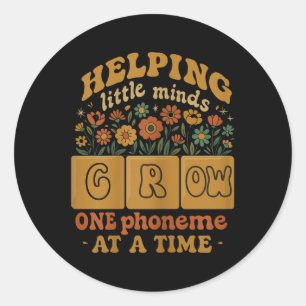 Helping Little Minds Grow Reading Dyslexia Phonics Classic Round Sticker