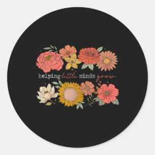 Helping Little Minds Grow Teacher Wildflower Back Classic Round Sticker