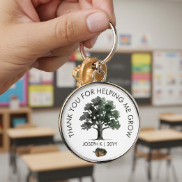 Helping Me Grow Oak Tree Teacher Thank You Key Ring