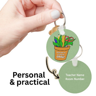 Helping Me Grow Teacher Gift Metal Key Ring
