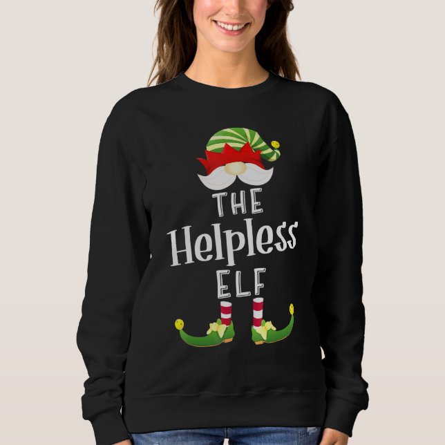 Helpless Elf Group Christmas Pajama Party Sweatshirt (Front)