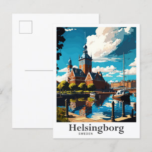 Helsingborg Sweden Art Vintage Travel Portrait  Postcard