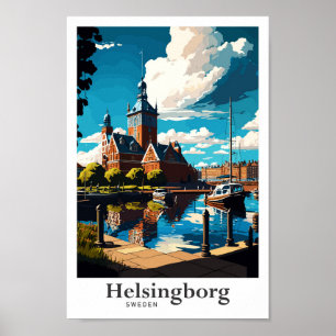 Helsingborg Sweden Art Vintage Travel Portrait Poster