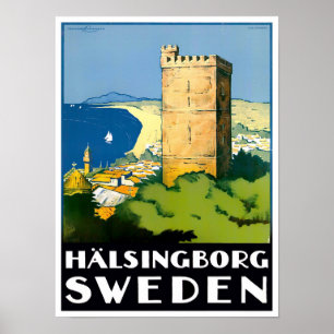 Helsingborg Sweden vintage travel Poster
