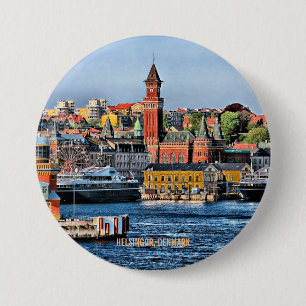 HELSINGOR, DENMARK, coastal city, 7.5 Cm Round Badge