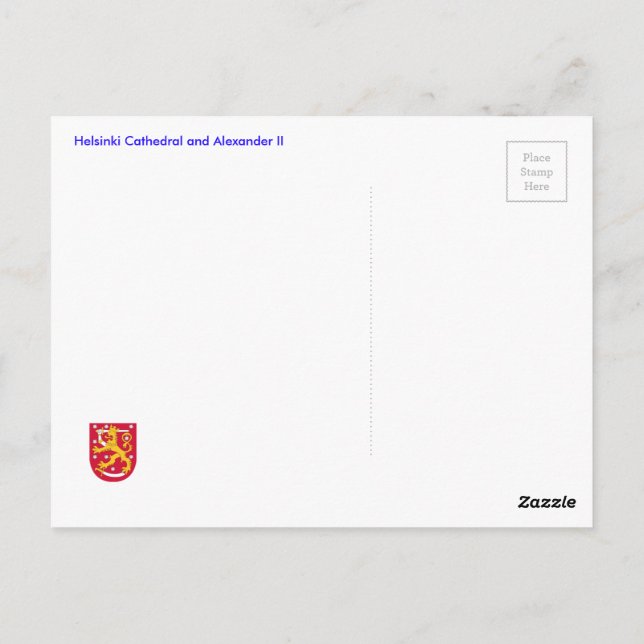 Helsinki Cathedral and Alexander II Postcard (Back)