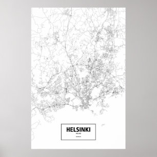 Helsinki, Finland (black on white) Poster